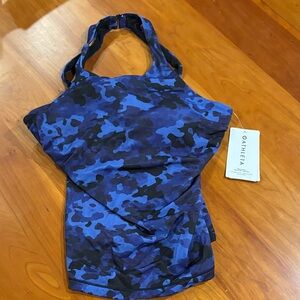 Athleta Blue & Black Camo Tankini Top